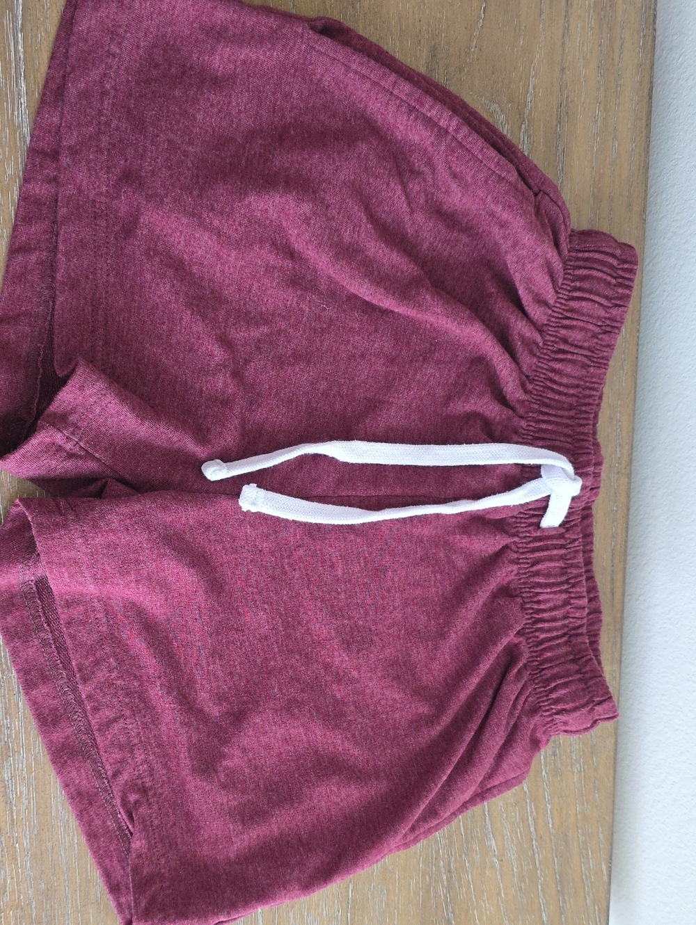 Essentials Burgundy Elastic-Waist Shorts with White Drawstring